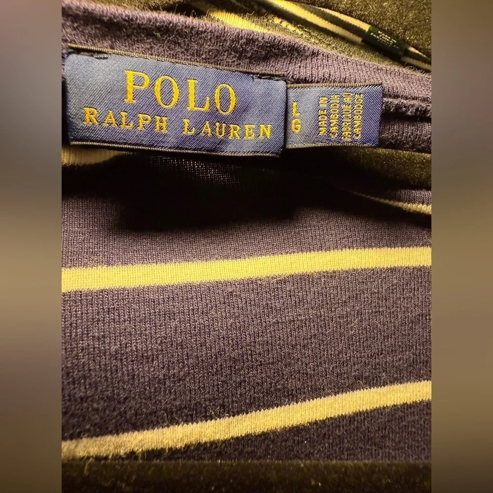 Ralph Lauren Fitted Blue and White Long Sleeve Tee - Picture 2 of 2